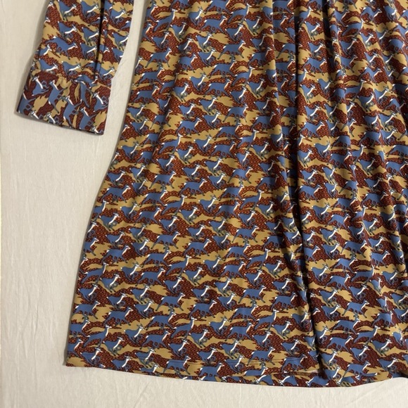 BROOKS BROTHERS Silk Dress Deer Animal Print Slinky Stretch Womens XL Wrap - Picture 2 of 16